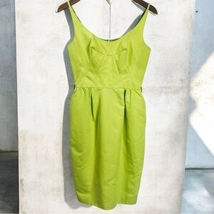 Arthur Mendonça Lime Chartreuse Structured Pleated Dress • Size 2